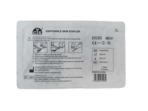 Aplicador de agrafos cutâneos, 5,4 cm × 3,5 mm, com 35 gramas